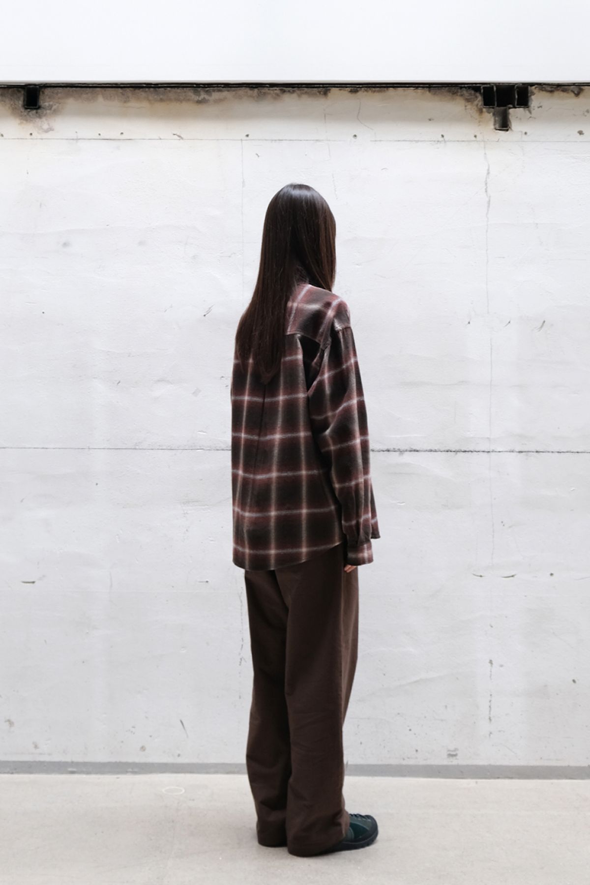 홀리선(HORLISUN) Madison Ombre Check Shirt Brick