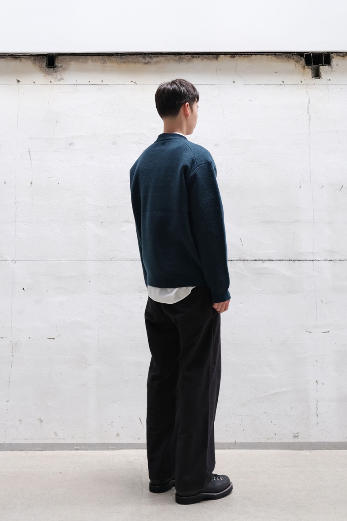 홀리선(HORLISUN) Northyork Boiled Wool Crewneck Knit Evergreen
