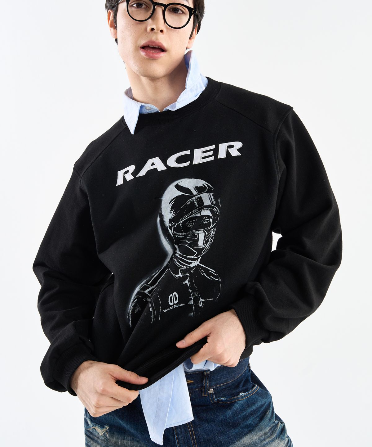 월드딜레마(WORLDDILEMA) RACER Rugby Fit Sweatshirts (Black)