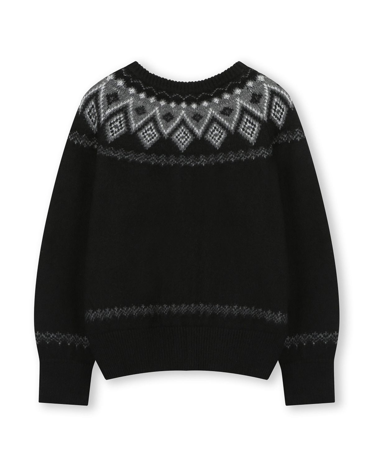 비슬로우(BESLOW) NORDIC KNIT CREW NECK ZIP-UP CARDIGAN BLACK