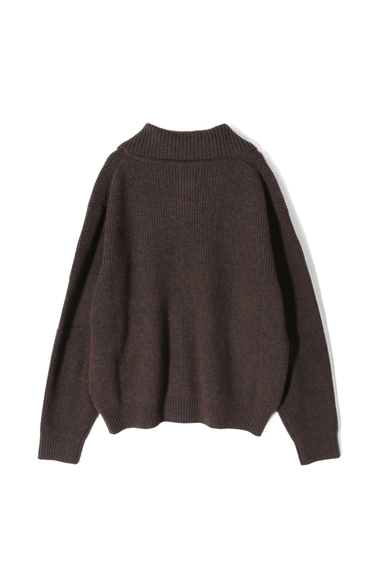홀리선(HORLISUN) Marshall Full Zip Up Rib Knit Melange Brown