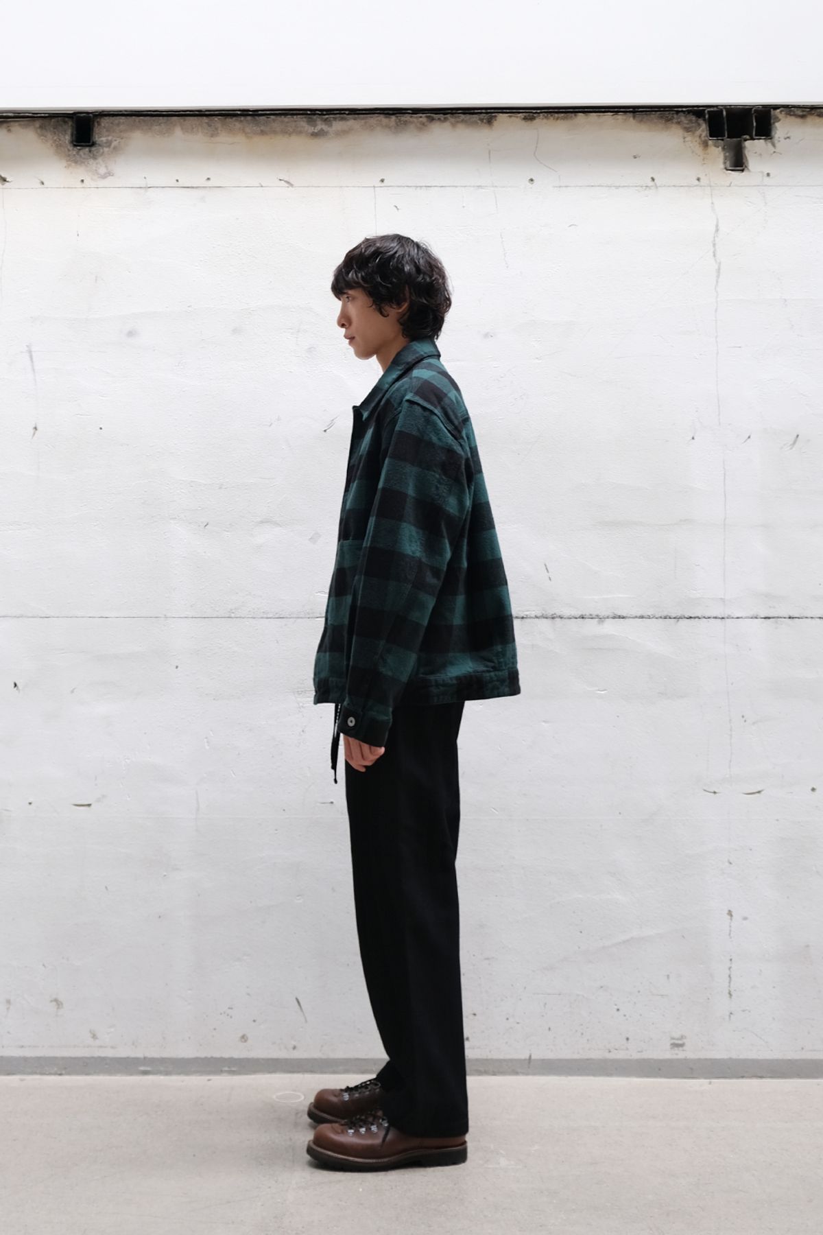 홀리선(HORLISUN) Liverty Buffalo Check Trucker Jacket Green