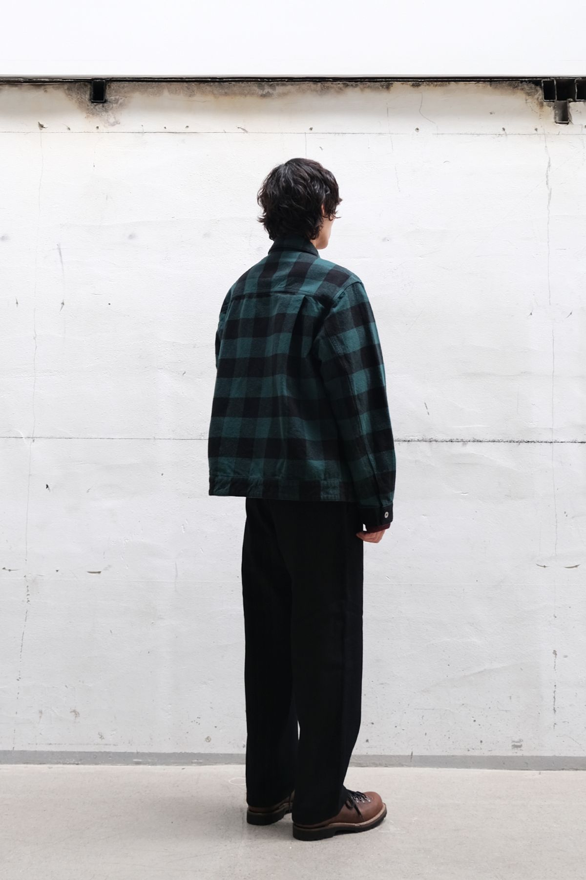 홀리선(HORLISUN) Liverty Buffalo Check Trucker Jacket Green