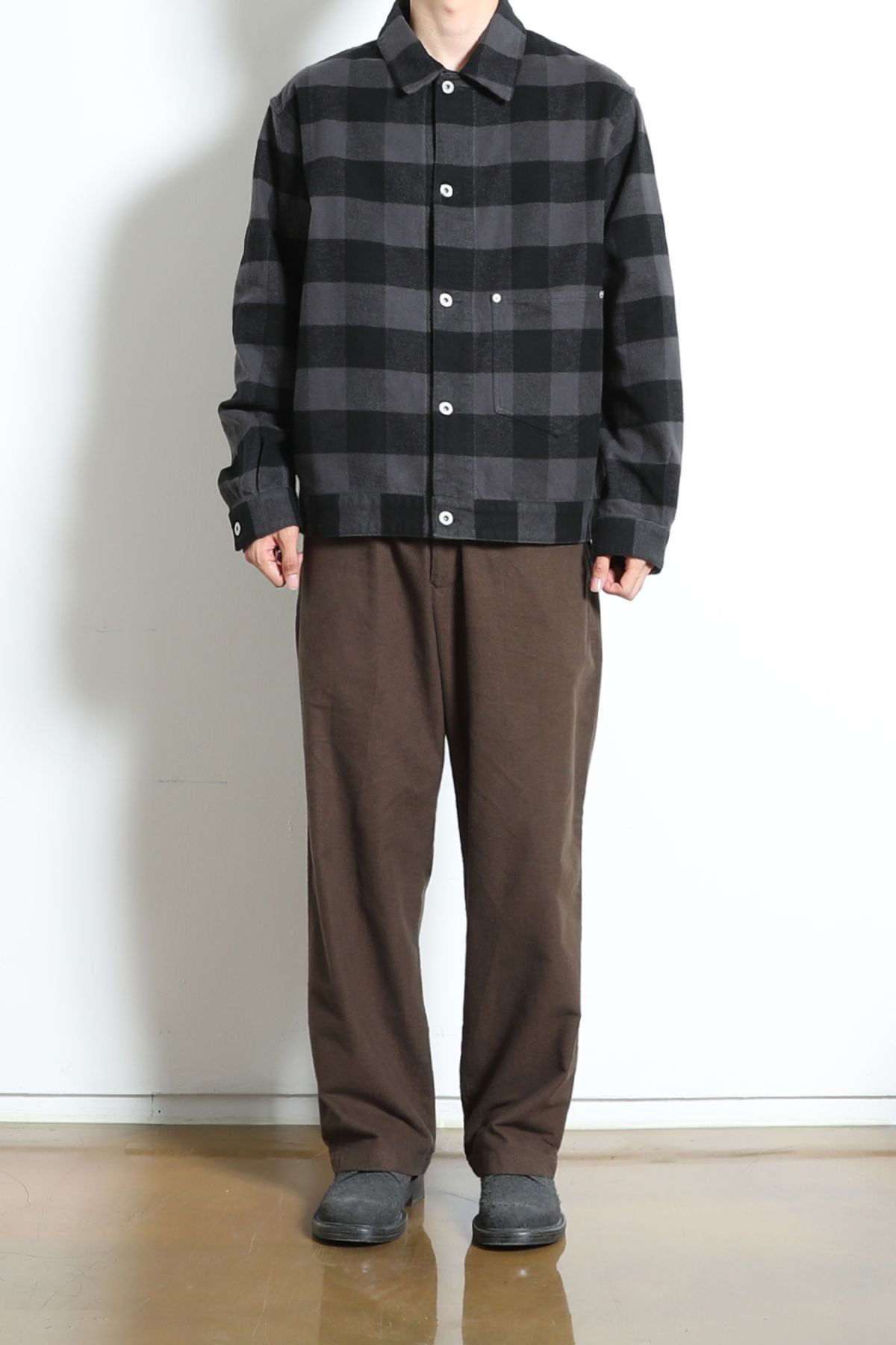 홀리선(HORLISUN) Liverty Buffalo Check Trucker Jacket Charcoal