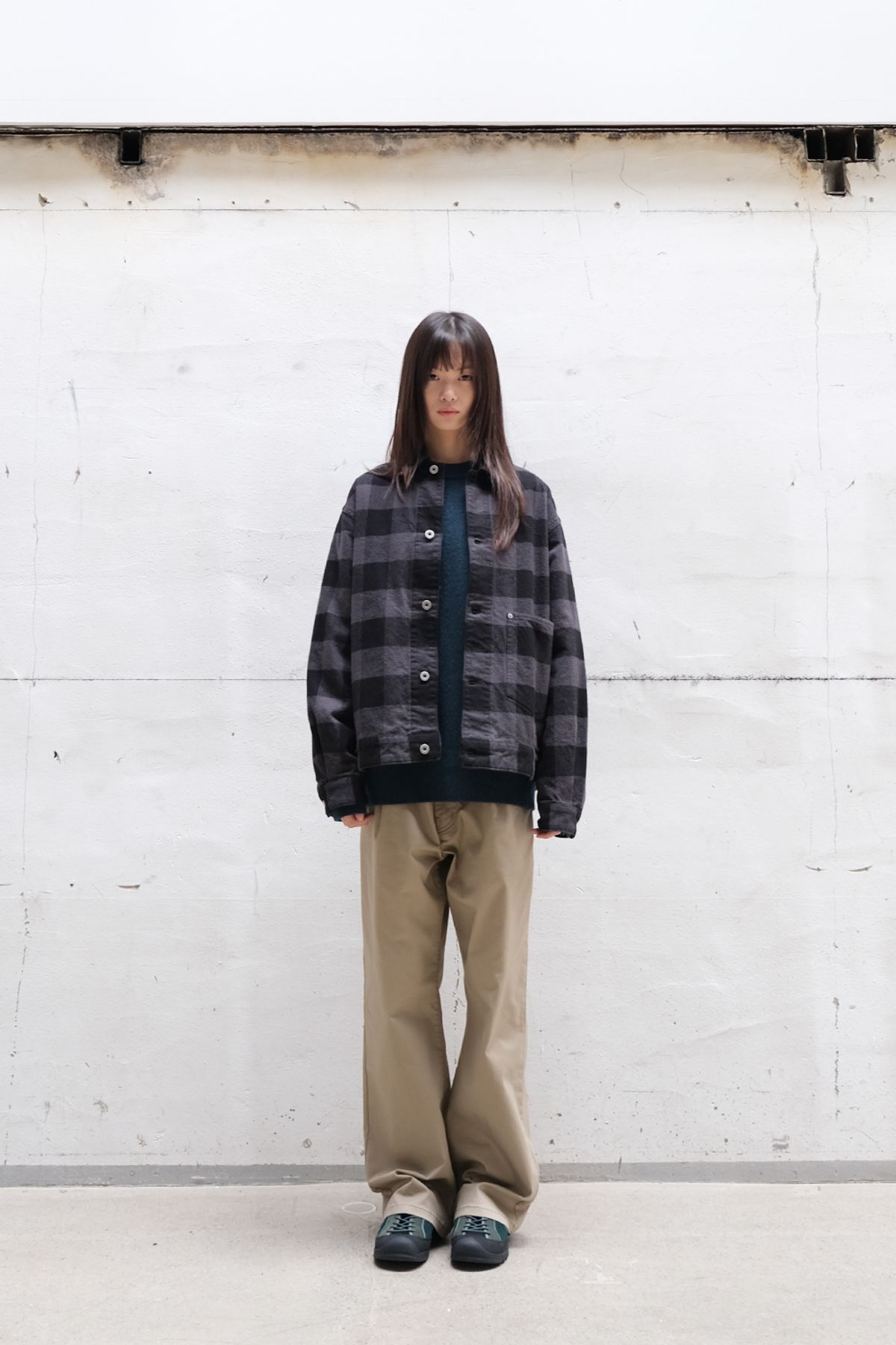 홀리선(HORLISUN) Liverty Buffalo Check Trucker Jacket Charcoal