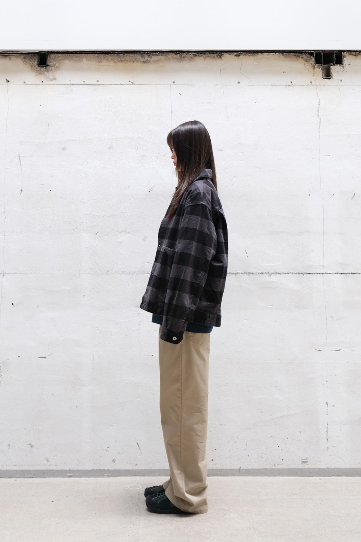 홀리선(HORLISUN) Liverty Buffalo Check Trucker Jacket Charcoal