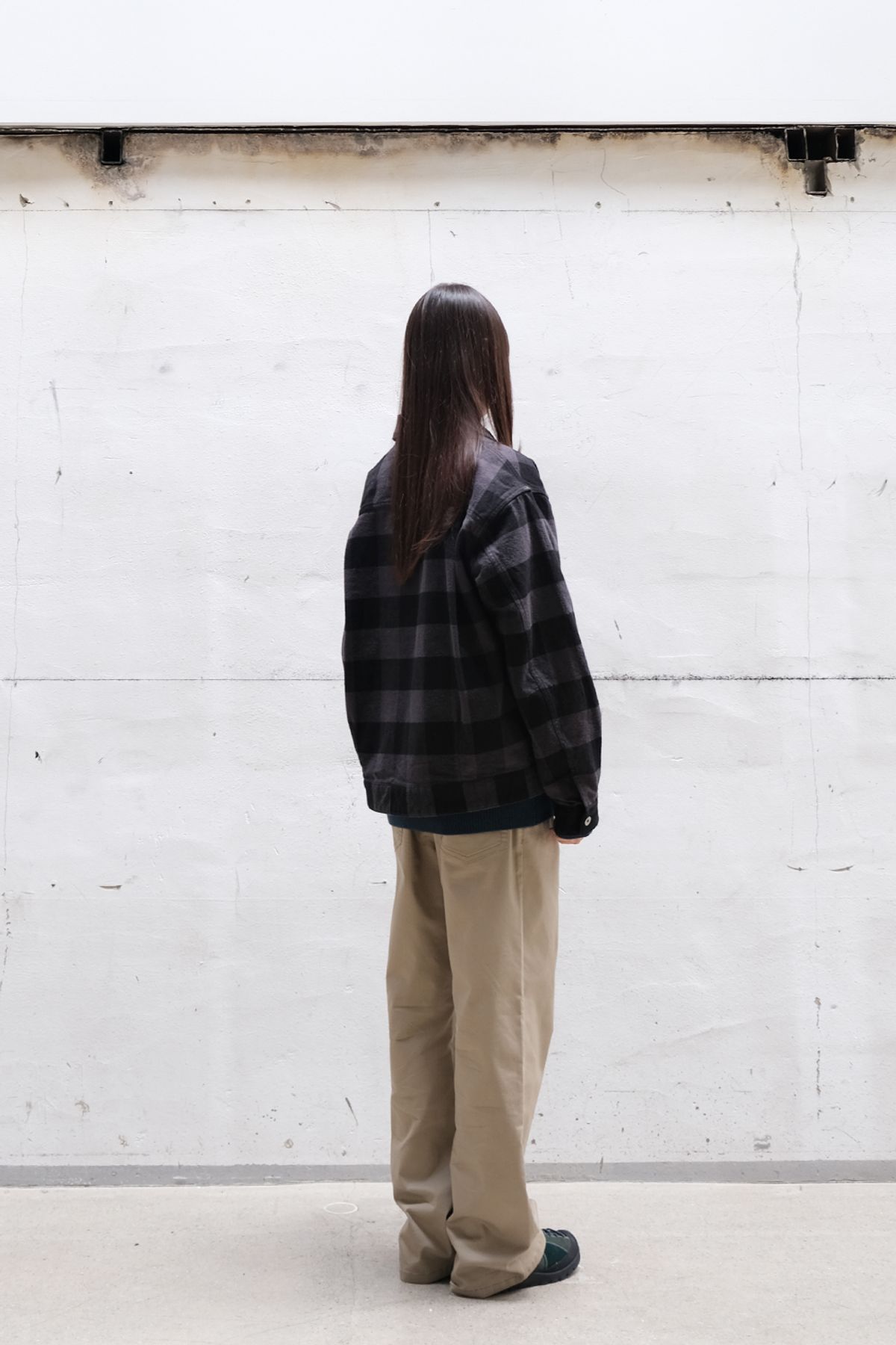 홀리선(HORLISUN) Liverty Buffalo Check Trucker Jacket Charcoal