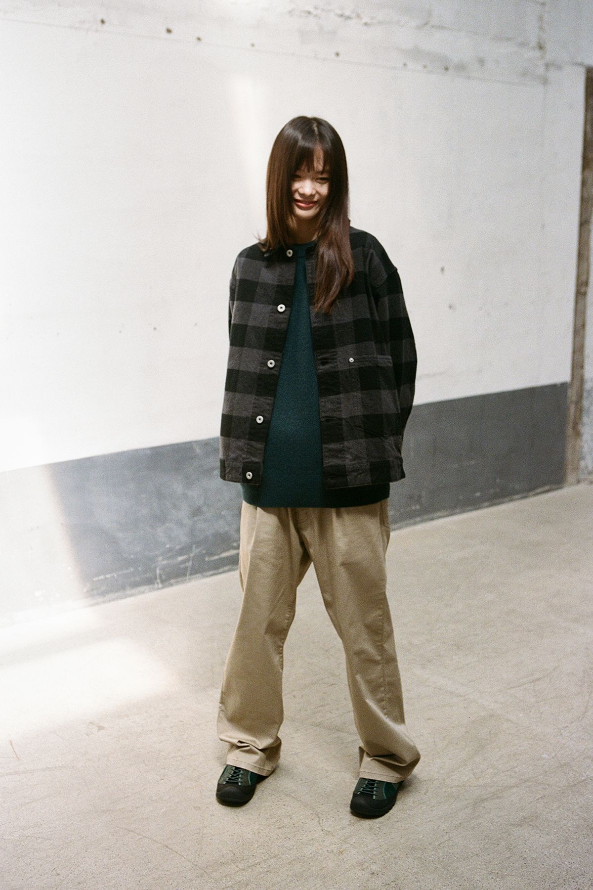 홀리선(HORLISUN) Liverty Buffalo Check Trucker Jacket Charcoal