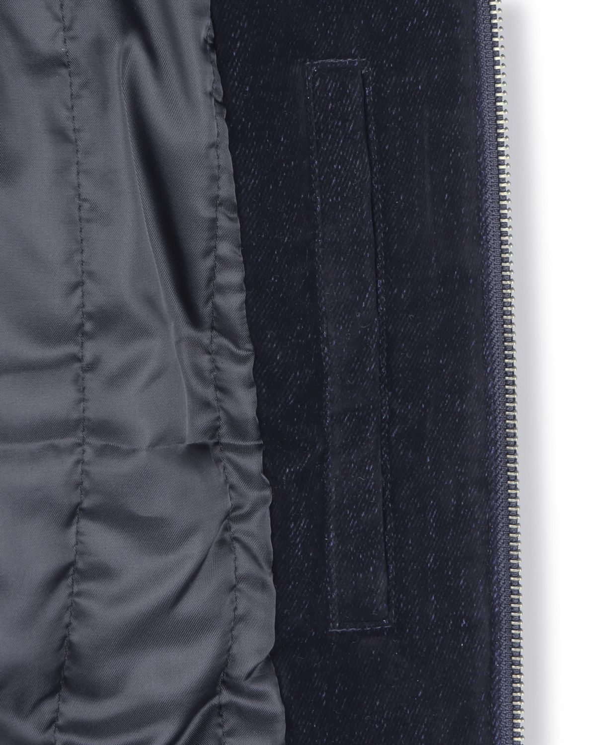 비슬로우(BESLOW) VELVET DENIM PADDED BLOUSON INDIGO