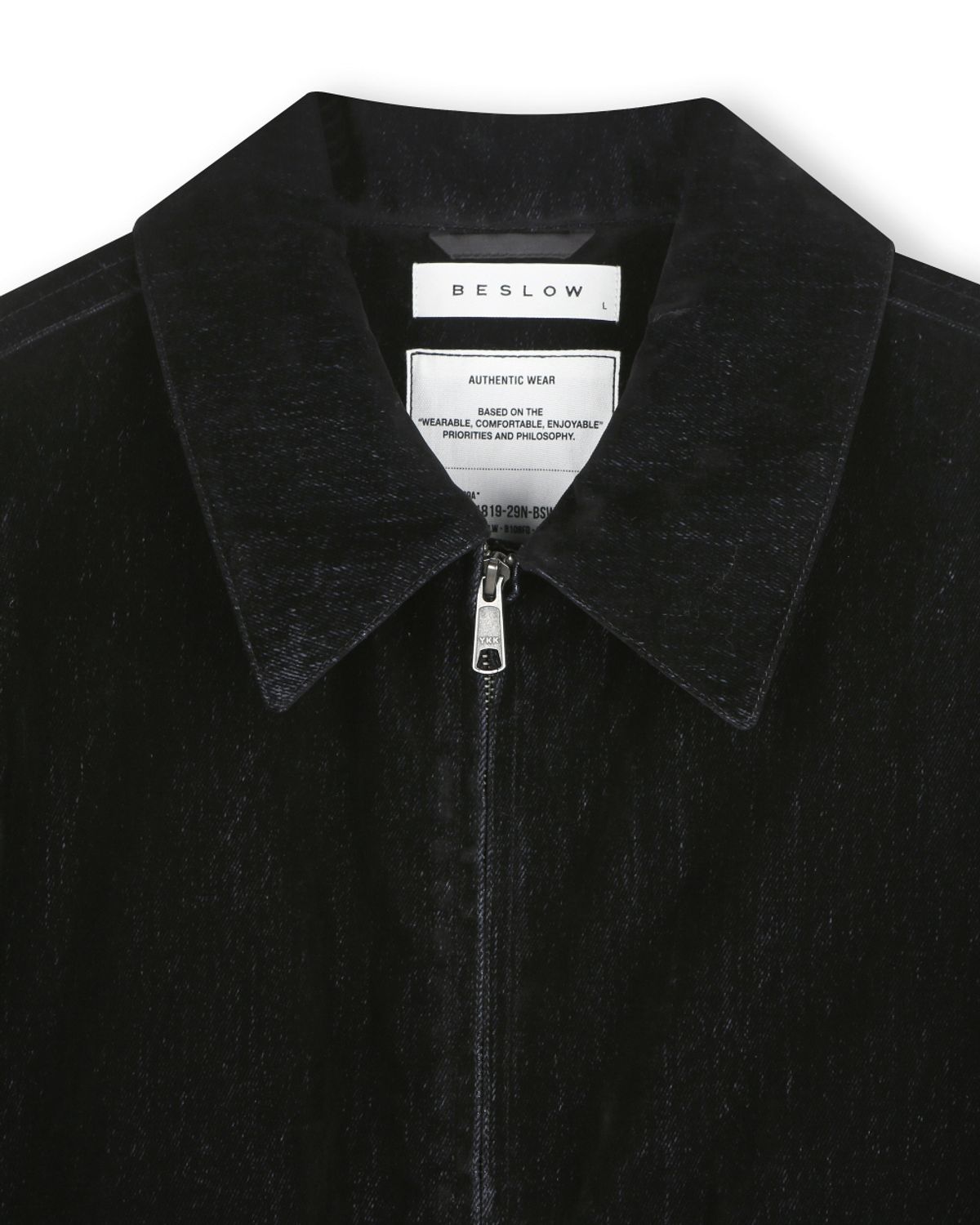 비슬로우(BESLOW) VELVET DENIM PADDED BLOUSON BLACK