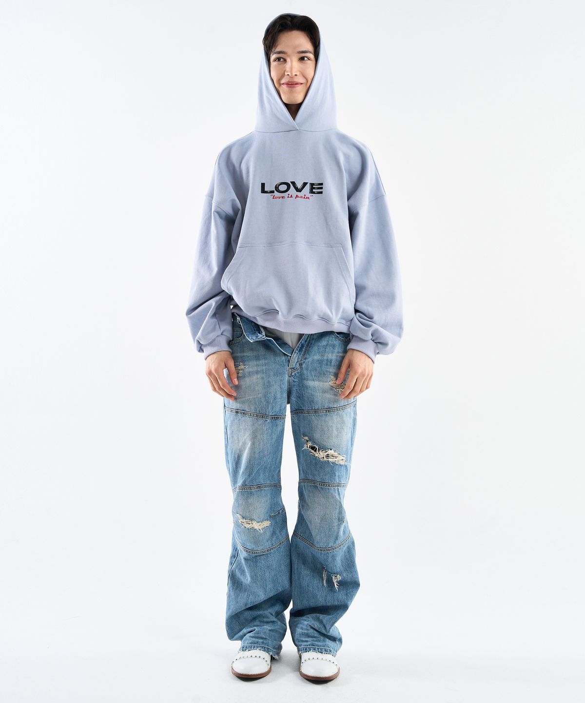 월드딜레마(WORLDDILEMA) LOVE Printing Hood (Purple&Blue)