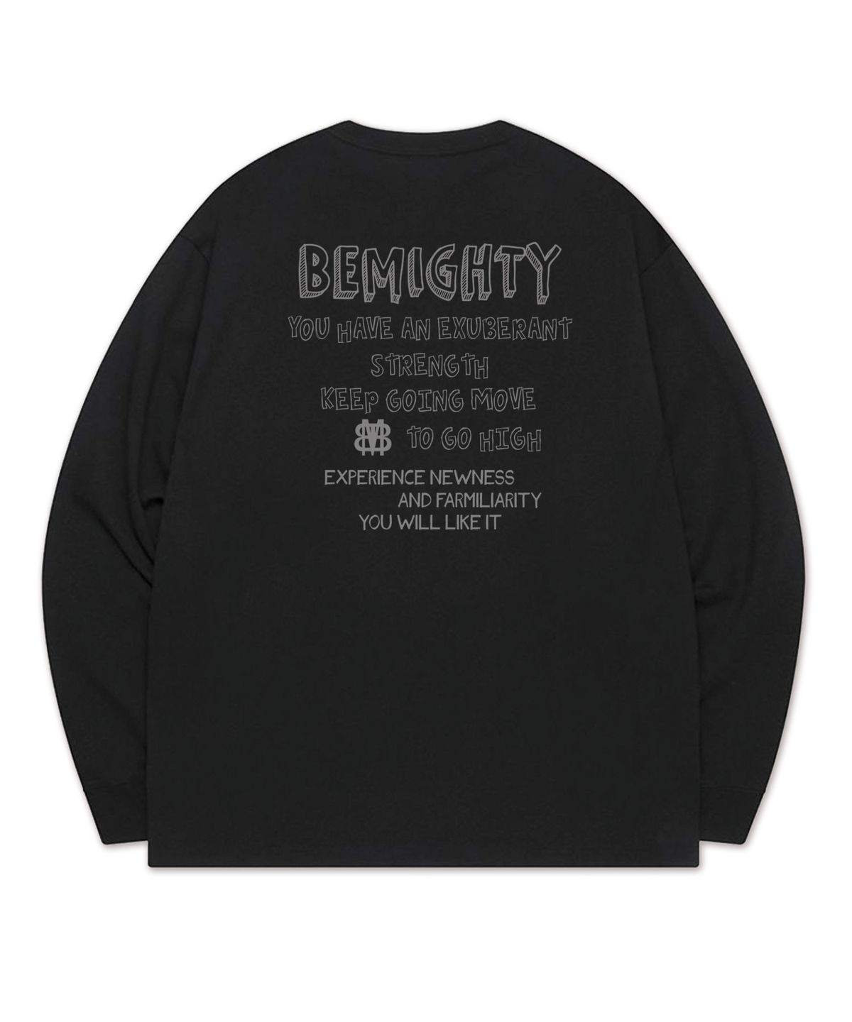 비마이티(BEMIGHTY) 핸드레터링 소매 시보리 긴팔티 [블랙]