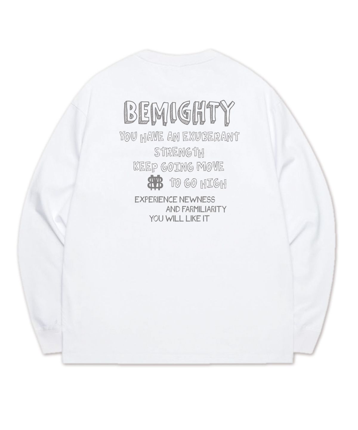 비마이티(BEMIGHTY) 핸드레터링 소매 시보리 긴팔티 [화이트]