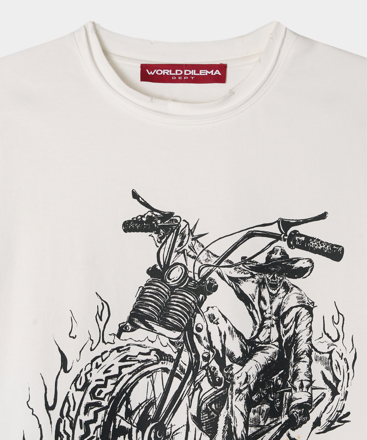 월드딜레마(WORLDDILEMA) Hand Drawing Ghost Rider Printing T-Shirts (White)