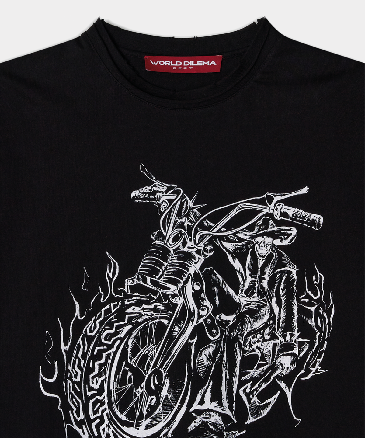 월드딜레마(WORLDDILEMA) Hand Drawing Ghost Rider Printing T-Shirts (Black)