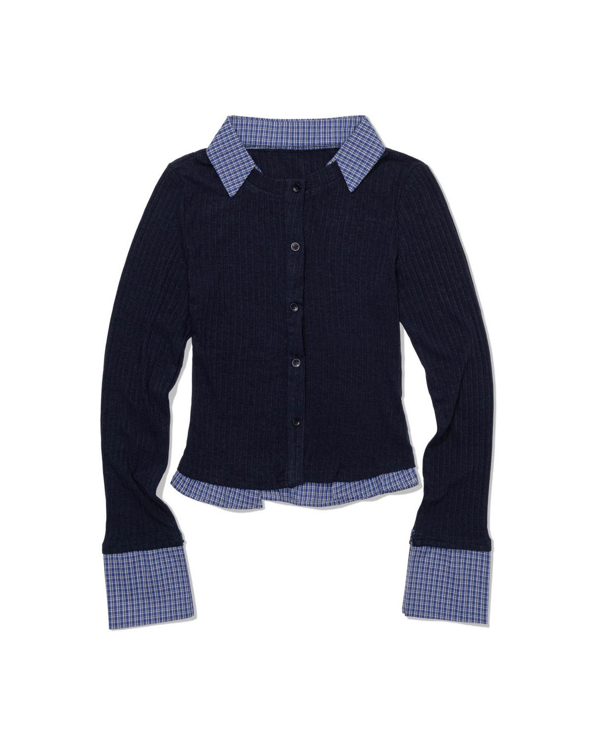 모아(MOAA) Dual Trim Shirt Cardigan (NAVY)