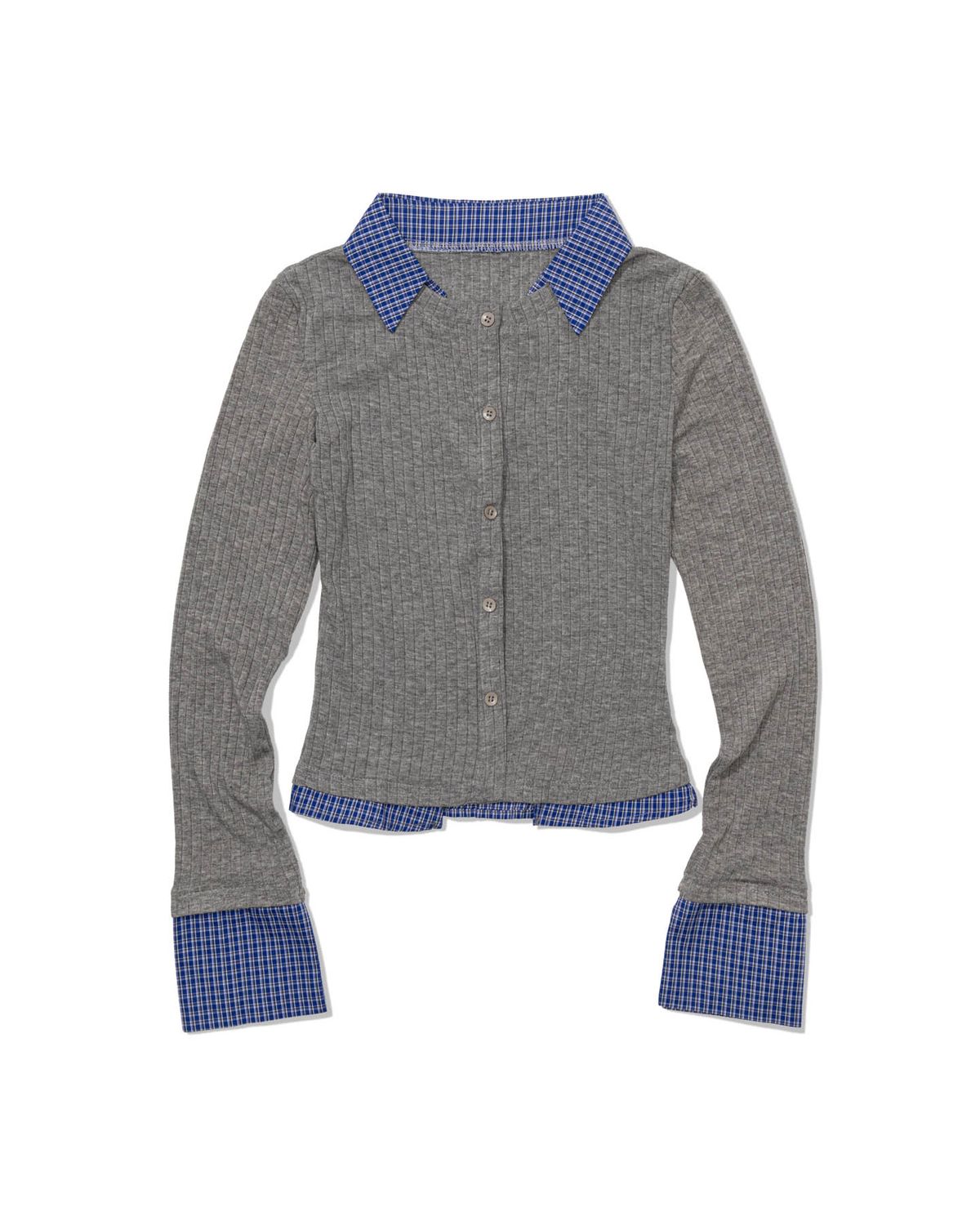 모아(MOAA) Dual Trim Shirt Cardigan (GRAY)