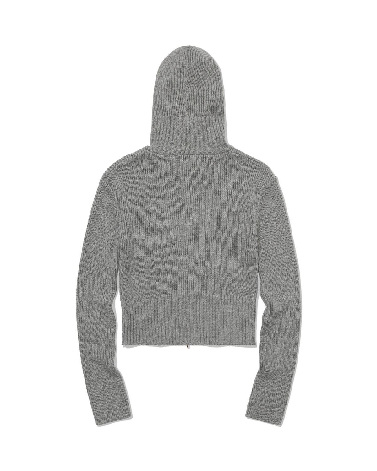 모아(MOAA) Ribbed Knit Zip Hoodie (GRAY)