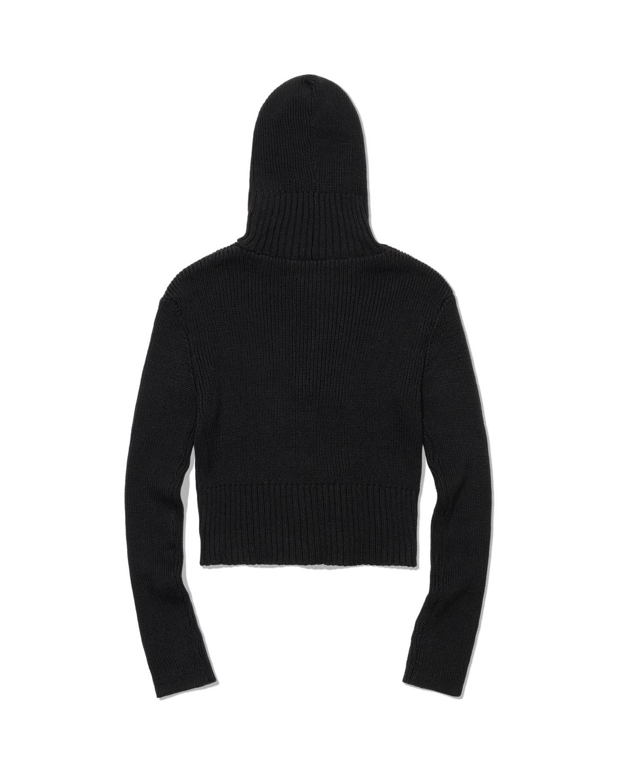 모아(MOAA) Ribbed Knit Zip Hoodie (BLACK)