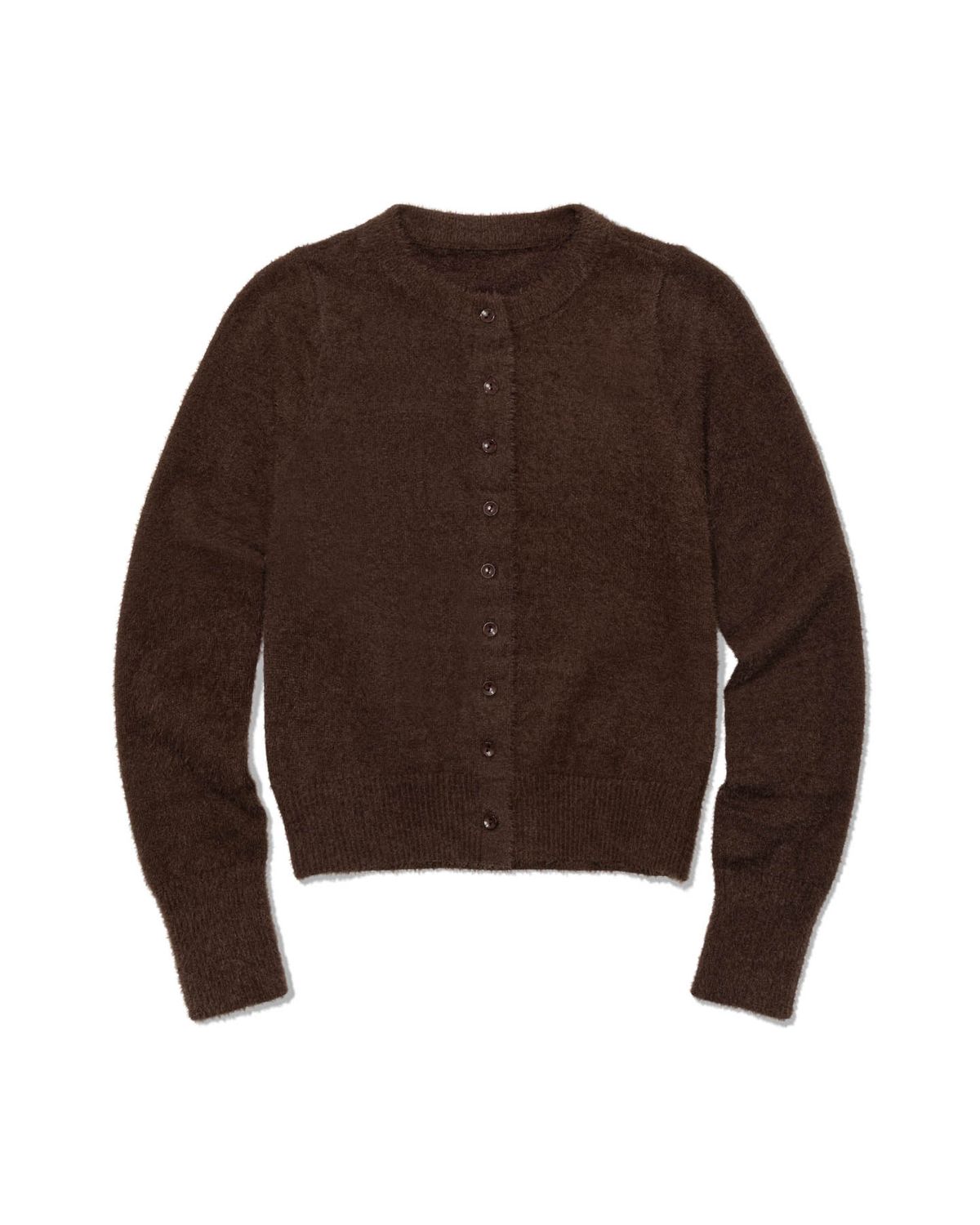 모아(MOAA) Soft Fuzzy Knit Cardigan (BROWN)