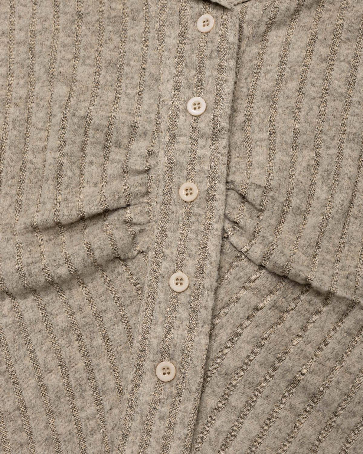 모아(MOAA) Shirred Collar Rib Top (BEIGE)
