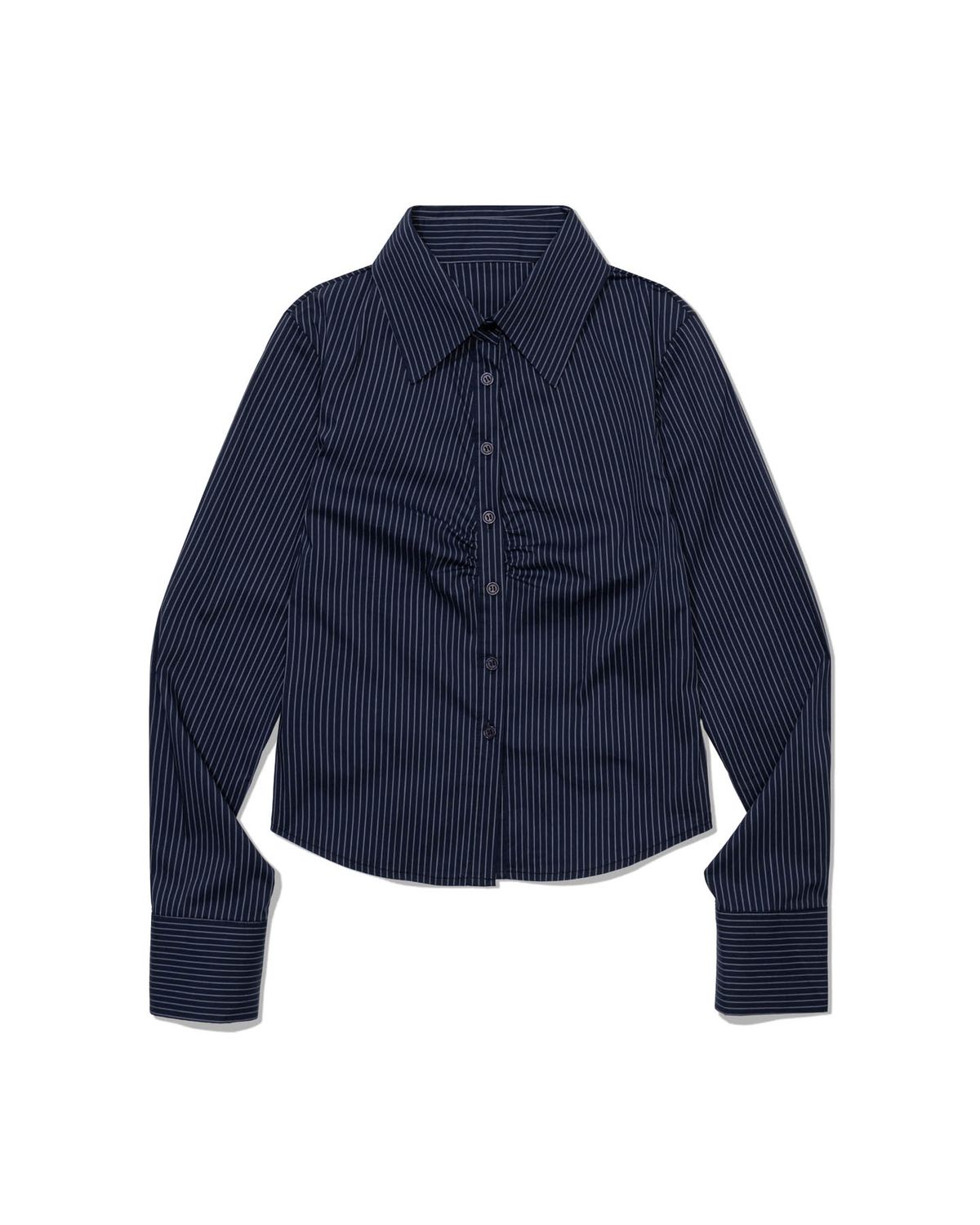 모아(MOAA) Stripe Gather Shirt (NAVY)