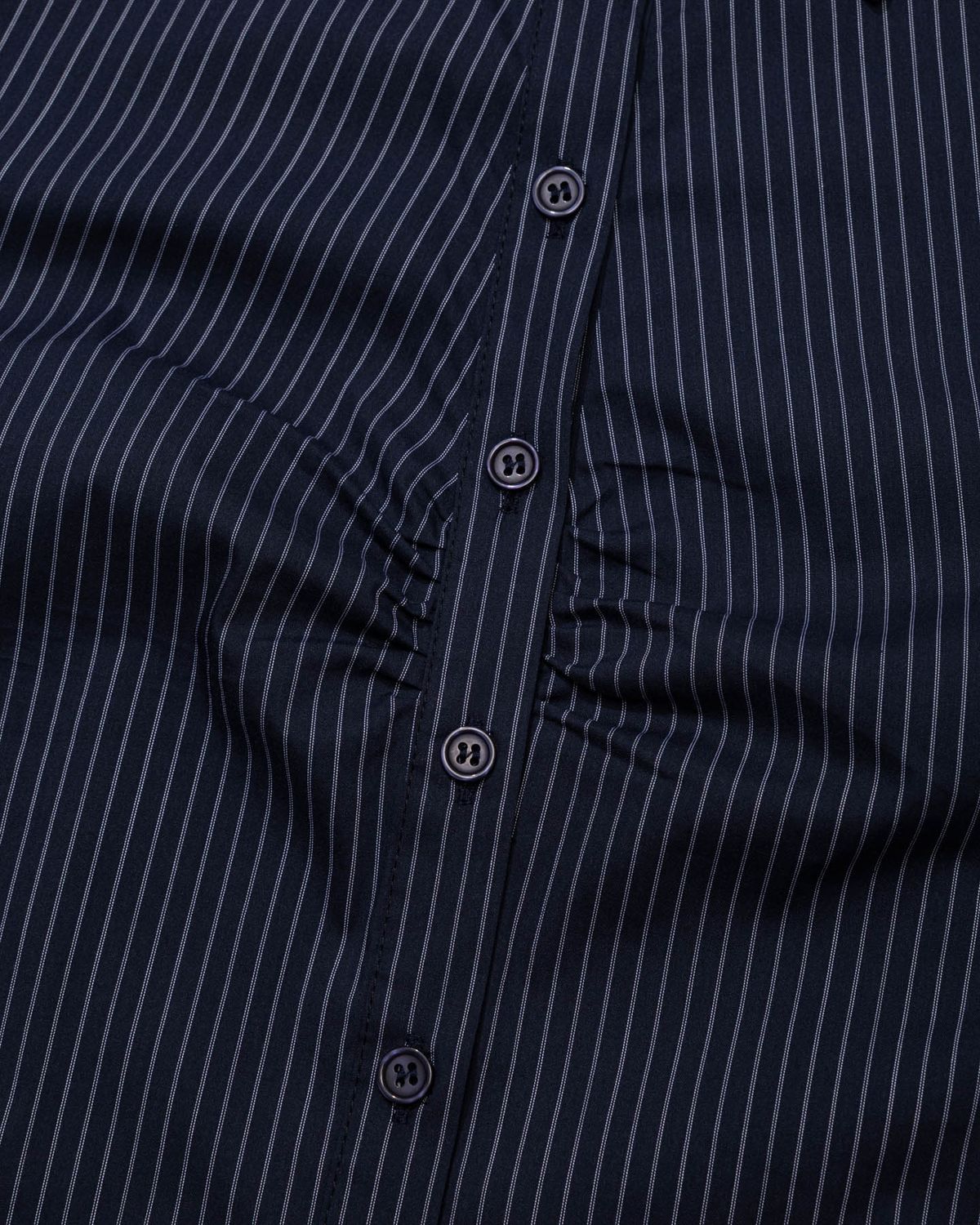 모아(MOAA) Stripe Gather Shirt (NAVY)