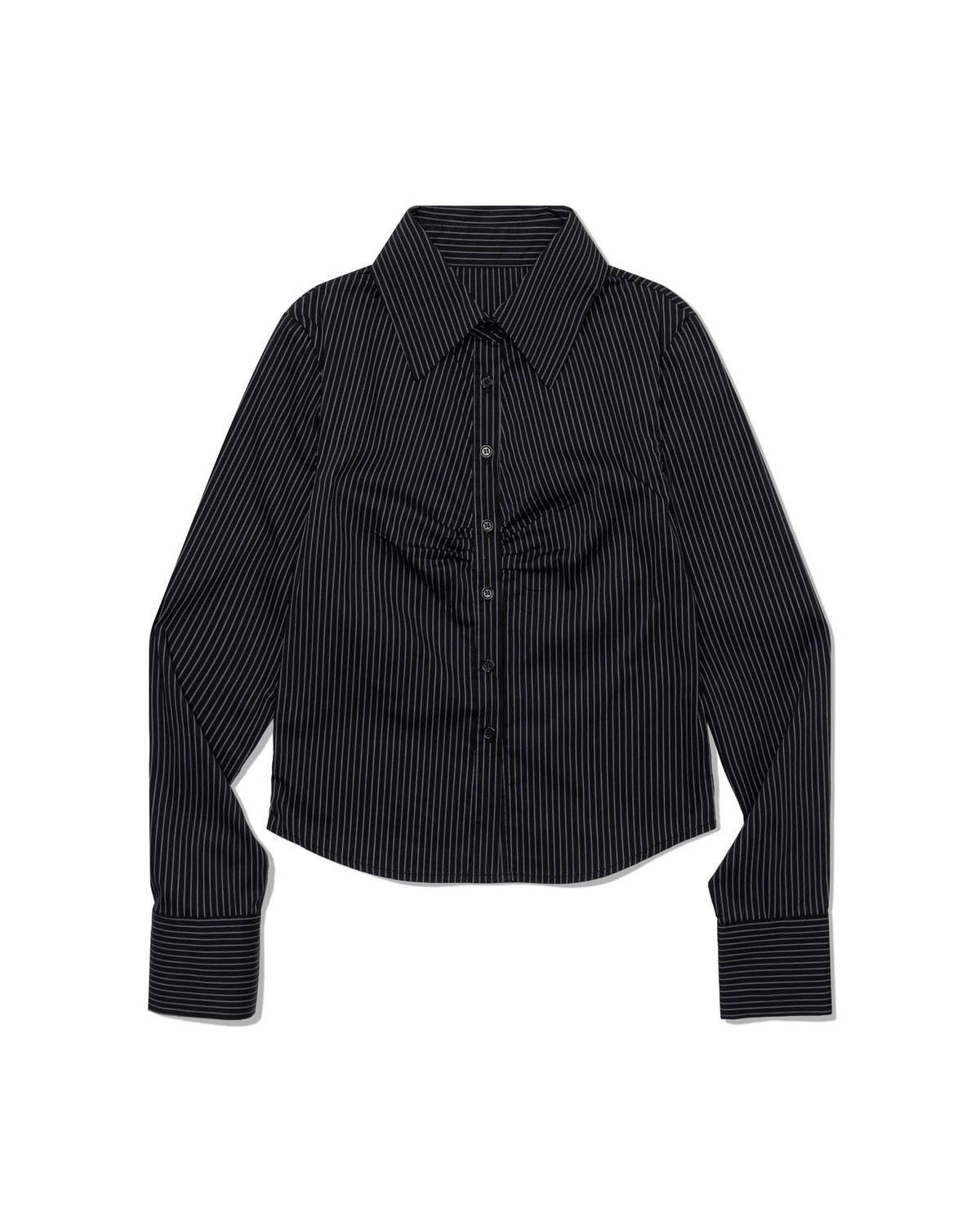 모아(MOAA) Stripe Gather Shirt (BLACK)