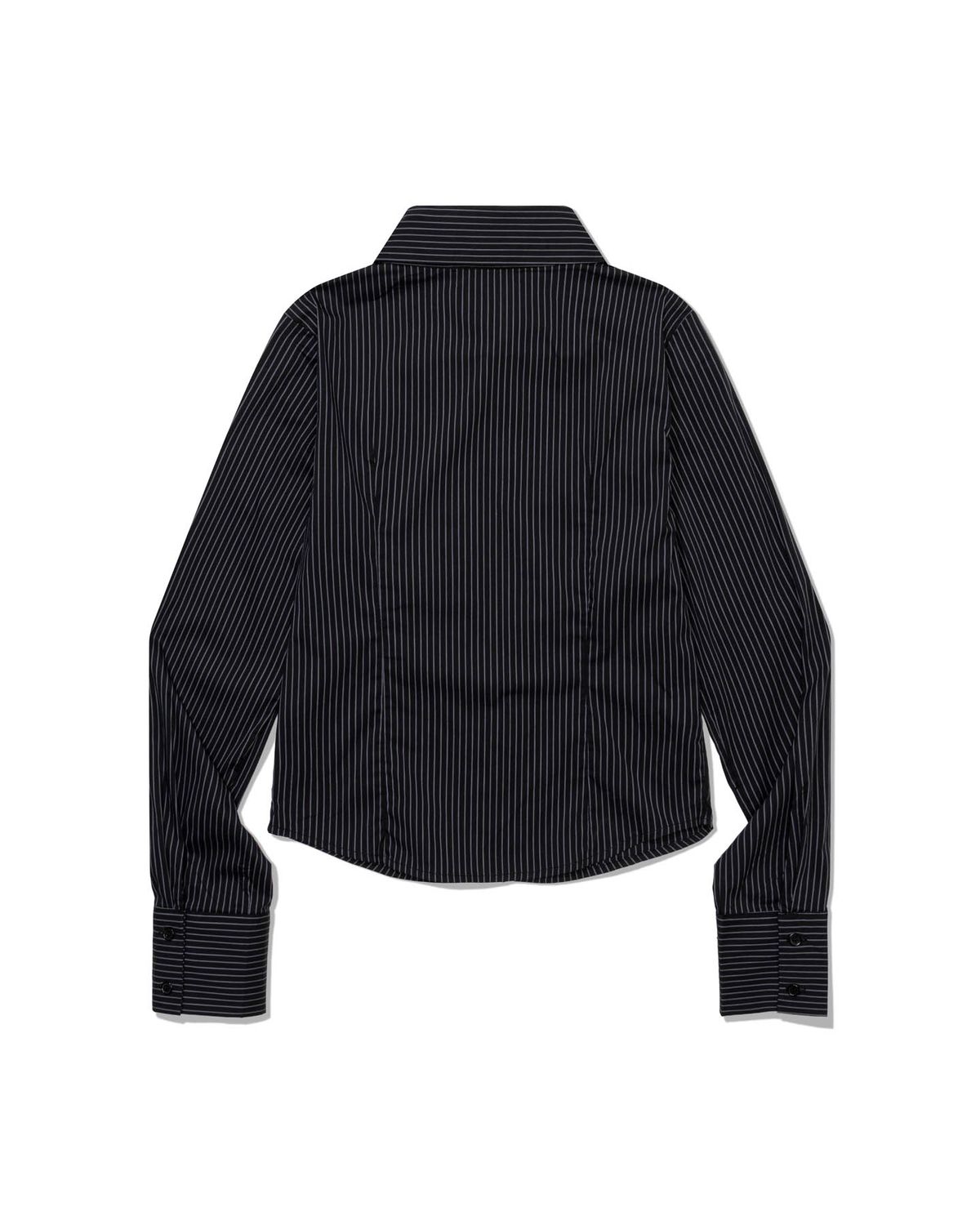 모아(MOAA) Stripe Gather Shirt (BLACK)