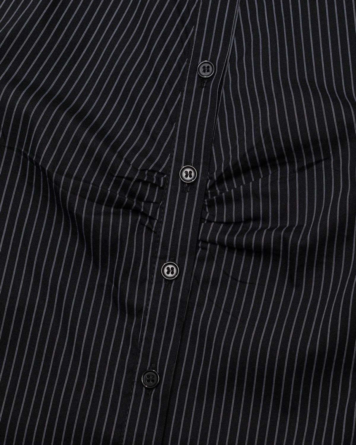 모아(MOAA) Stripe Gather Shirt (BLACK)