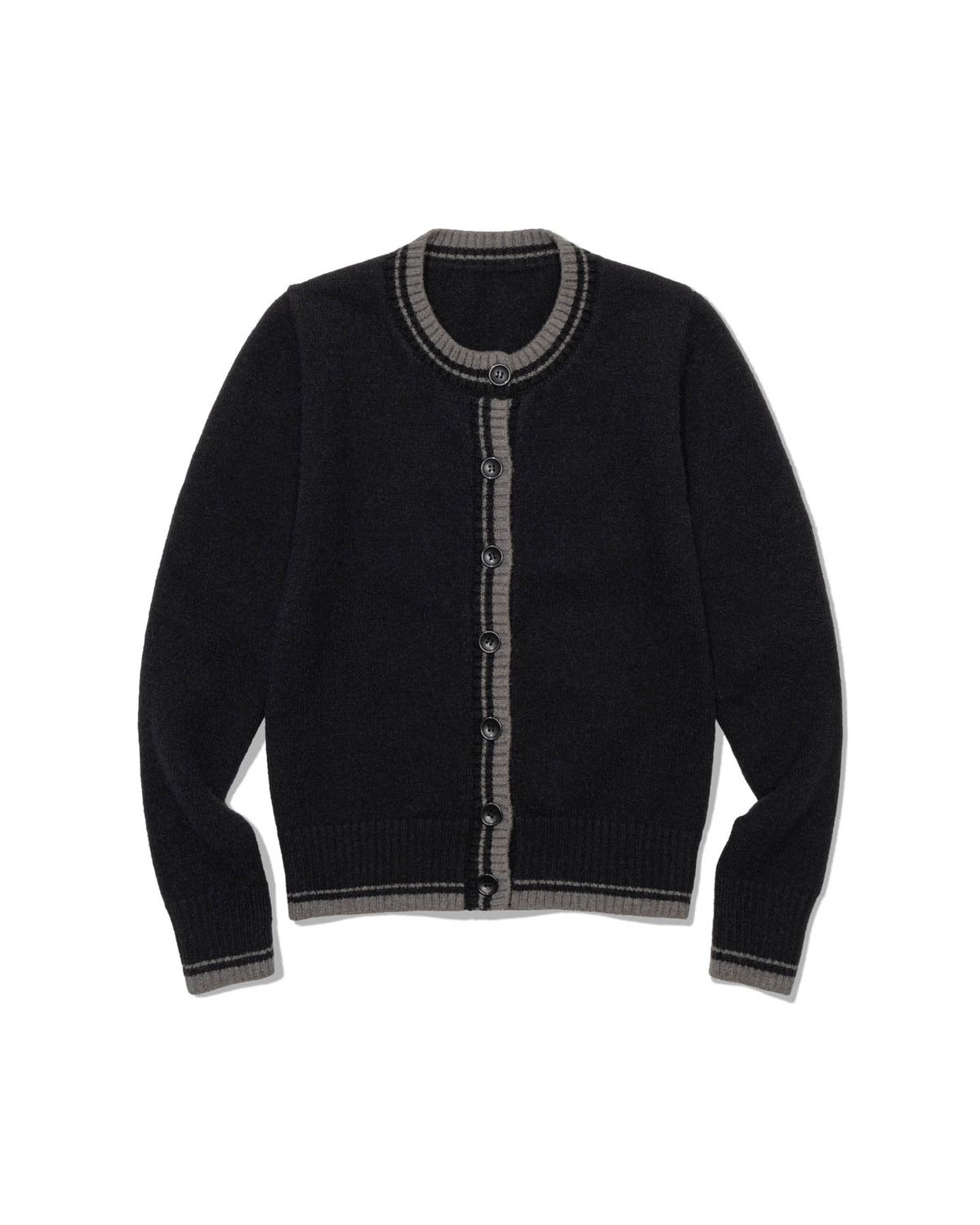 모아(MOAA) Border Knit Cardigan (CHARCOAL)