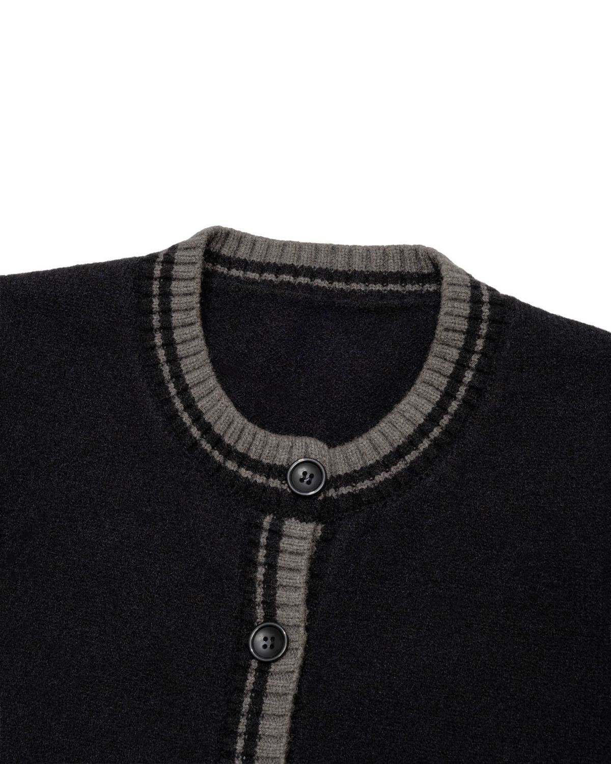 모아(MOAA) Border Knit Cardigan (CHARCOAL)