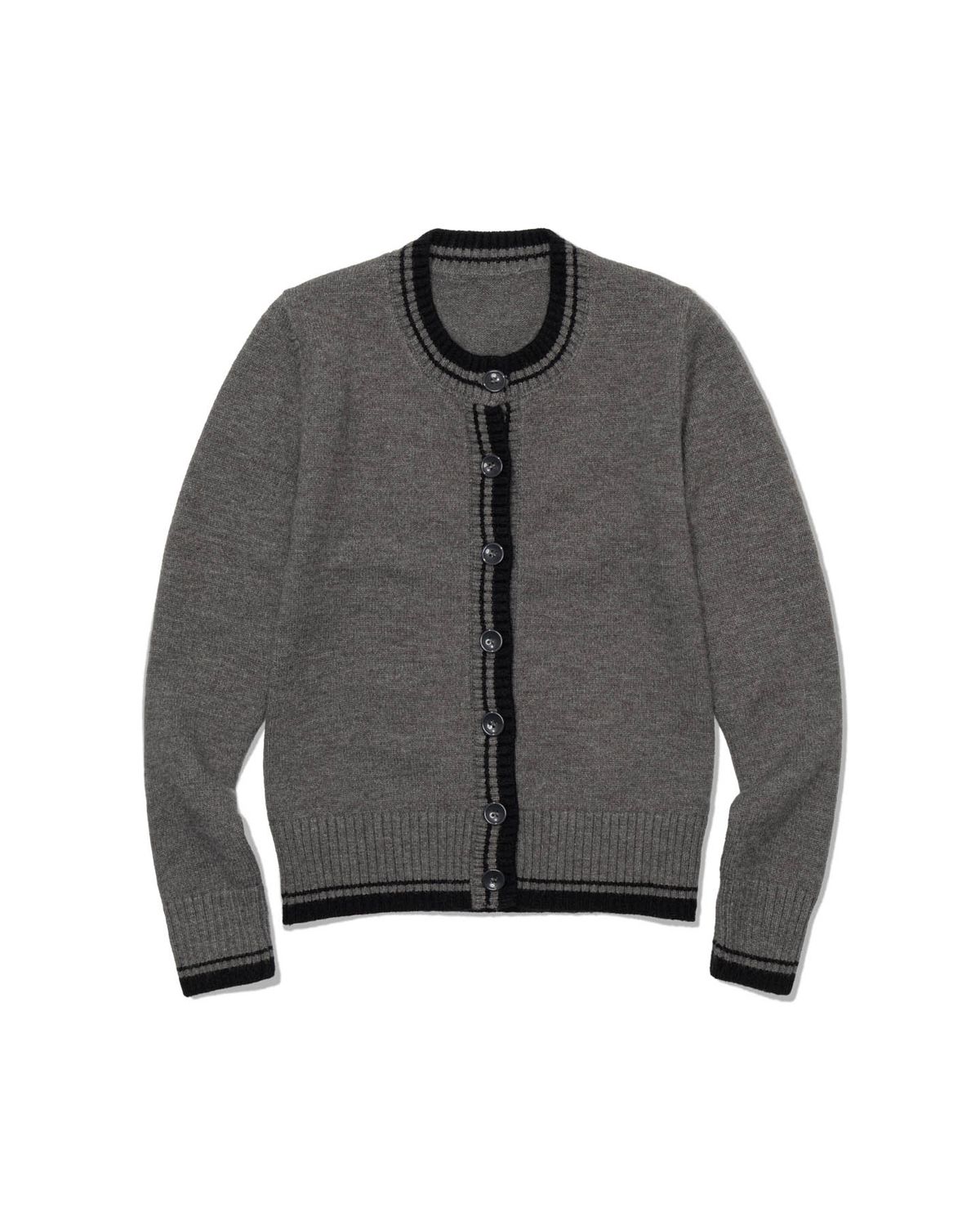 모아(MOAA) Border Knit Cardigan (GRAY)