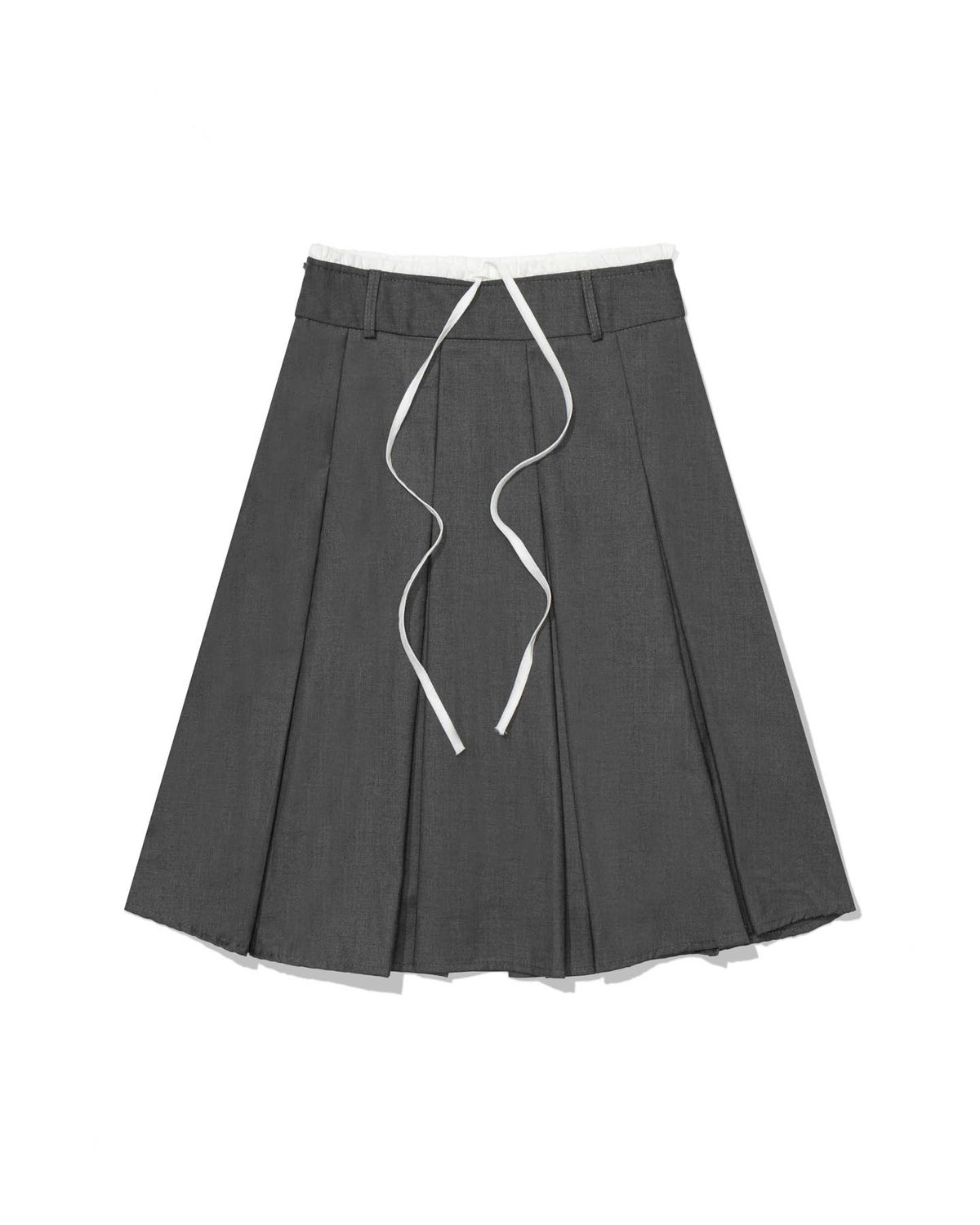 모아(MOAA) Laced Pleated MIDI Skirt (GRAY)