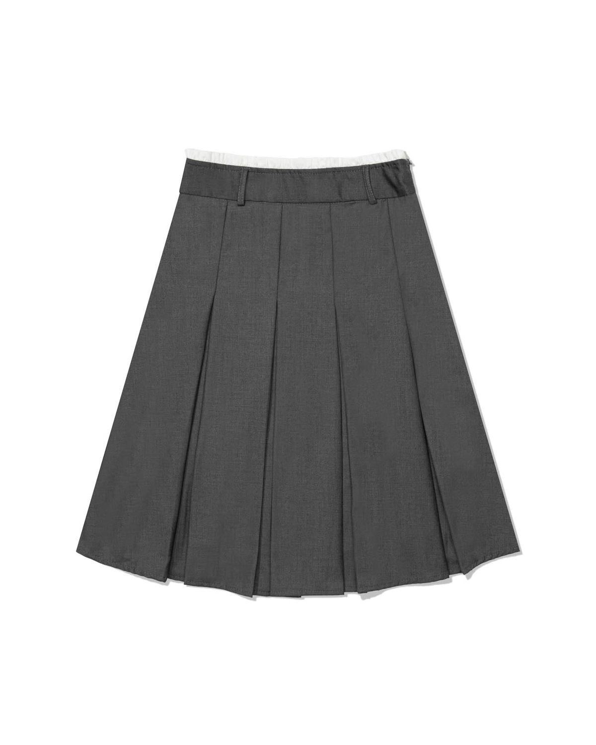 모아(MOAA) Laced Pleated MIDI Skirt (GRAY)
