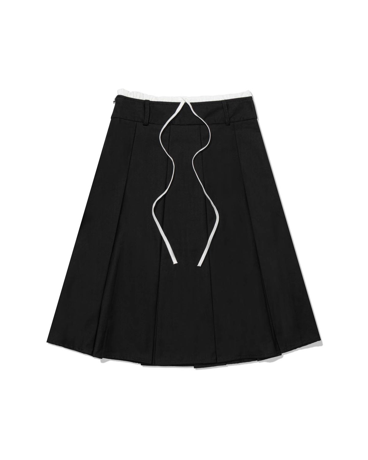 모아(MOAA) Laced Pleated MIDI Skirt (BLACK)