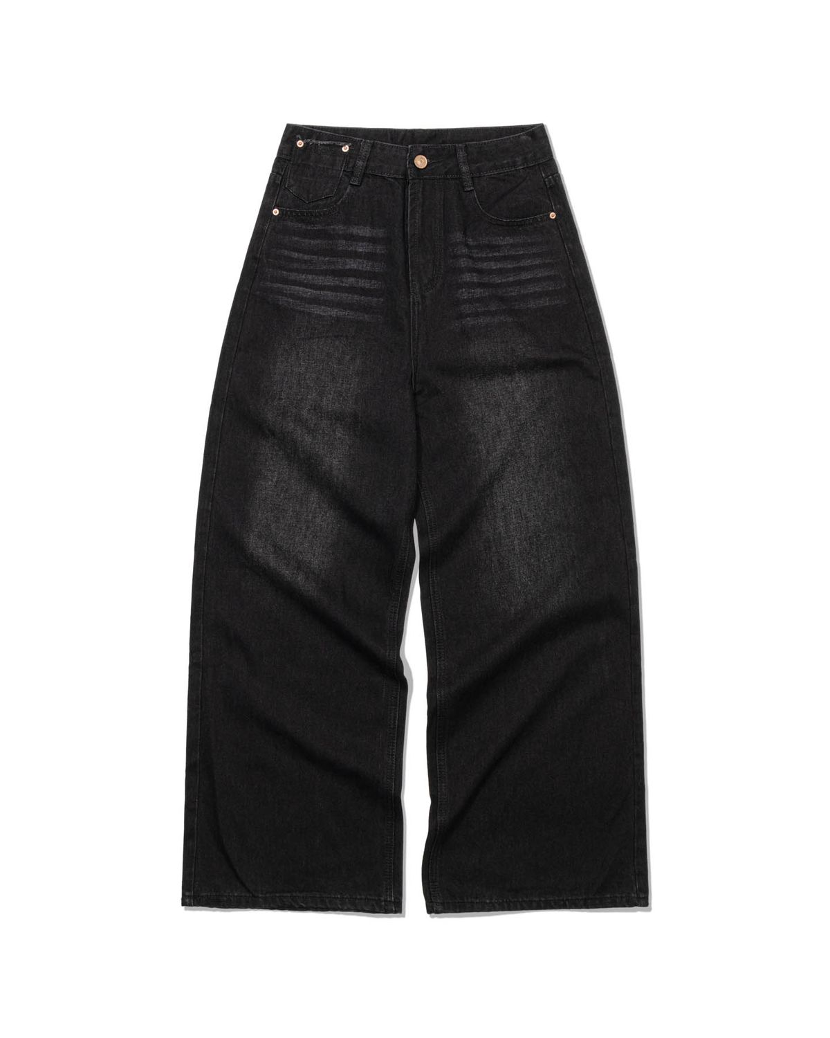 모아(MOAA) Fray pocket Wide JEANS (WASHED BLACK)