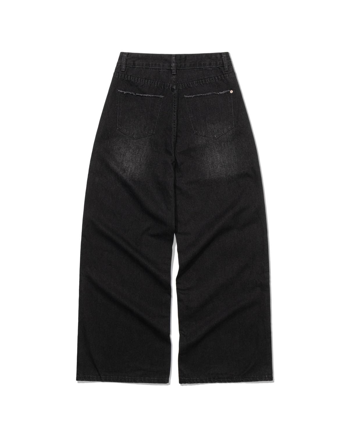 모아(MOAA) Fray pocket Wide JEANS (WASHED BLACK)