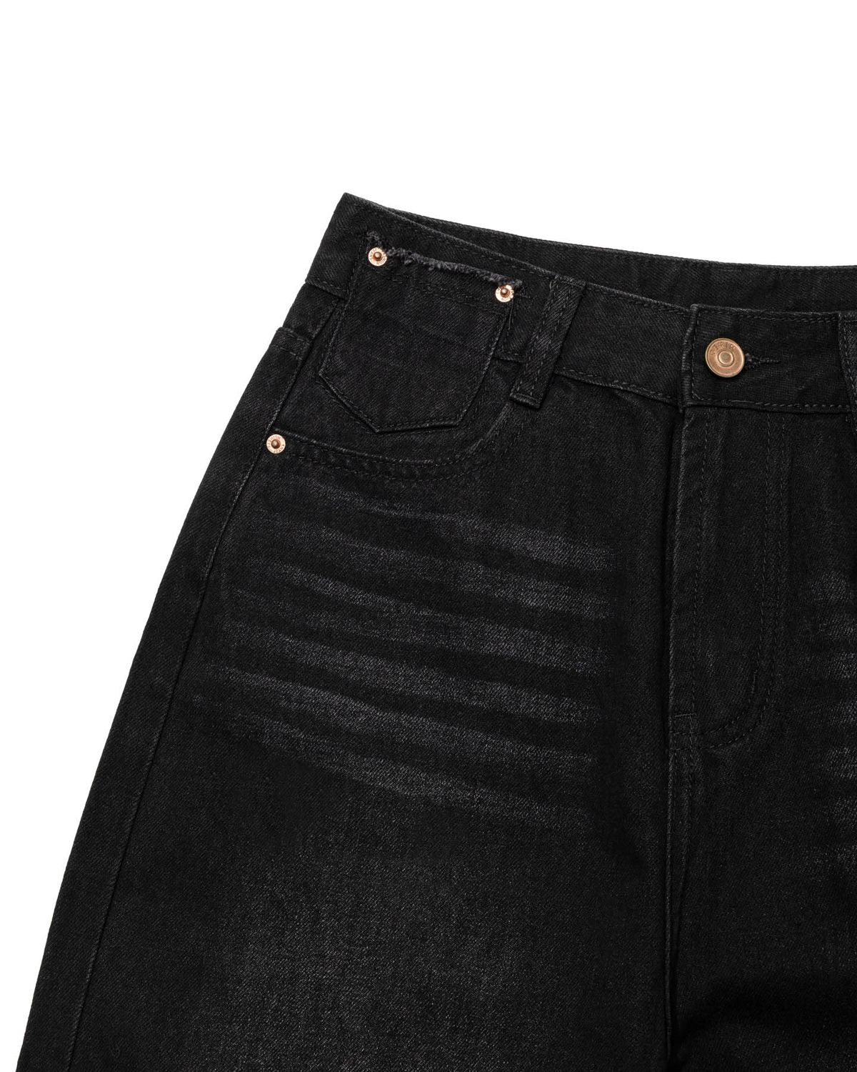 모아(MOAA) Fray pocket Wide JEANS (WASHED BLACK)