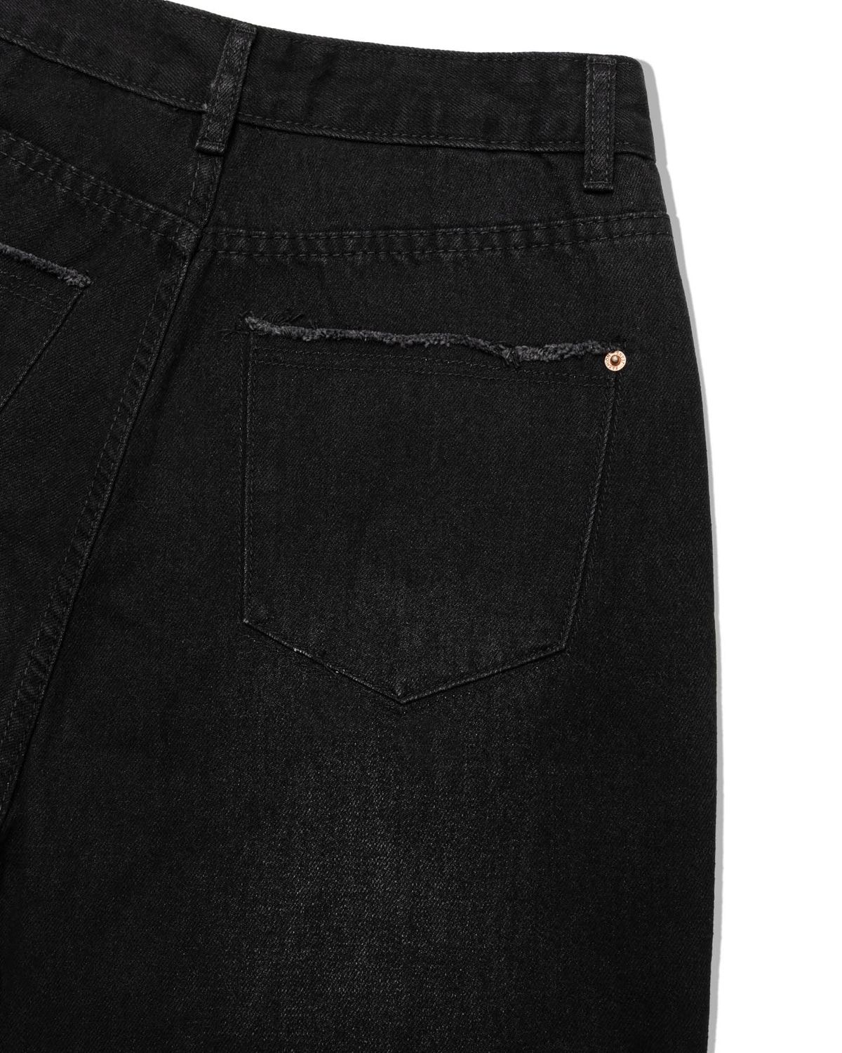 모아(MOAA) Fray pocket Wide JEANS (WASHED BLACK)
