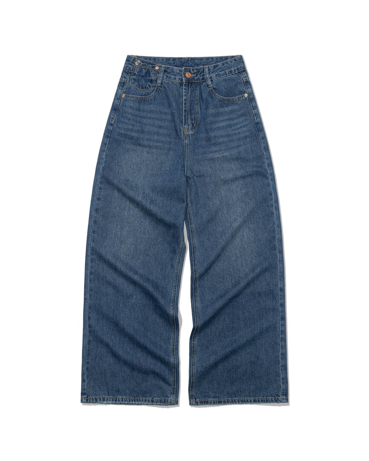 모아(MOAA) Fray pocket Wide JEANS (WASHED BLUE)