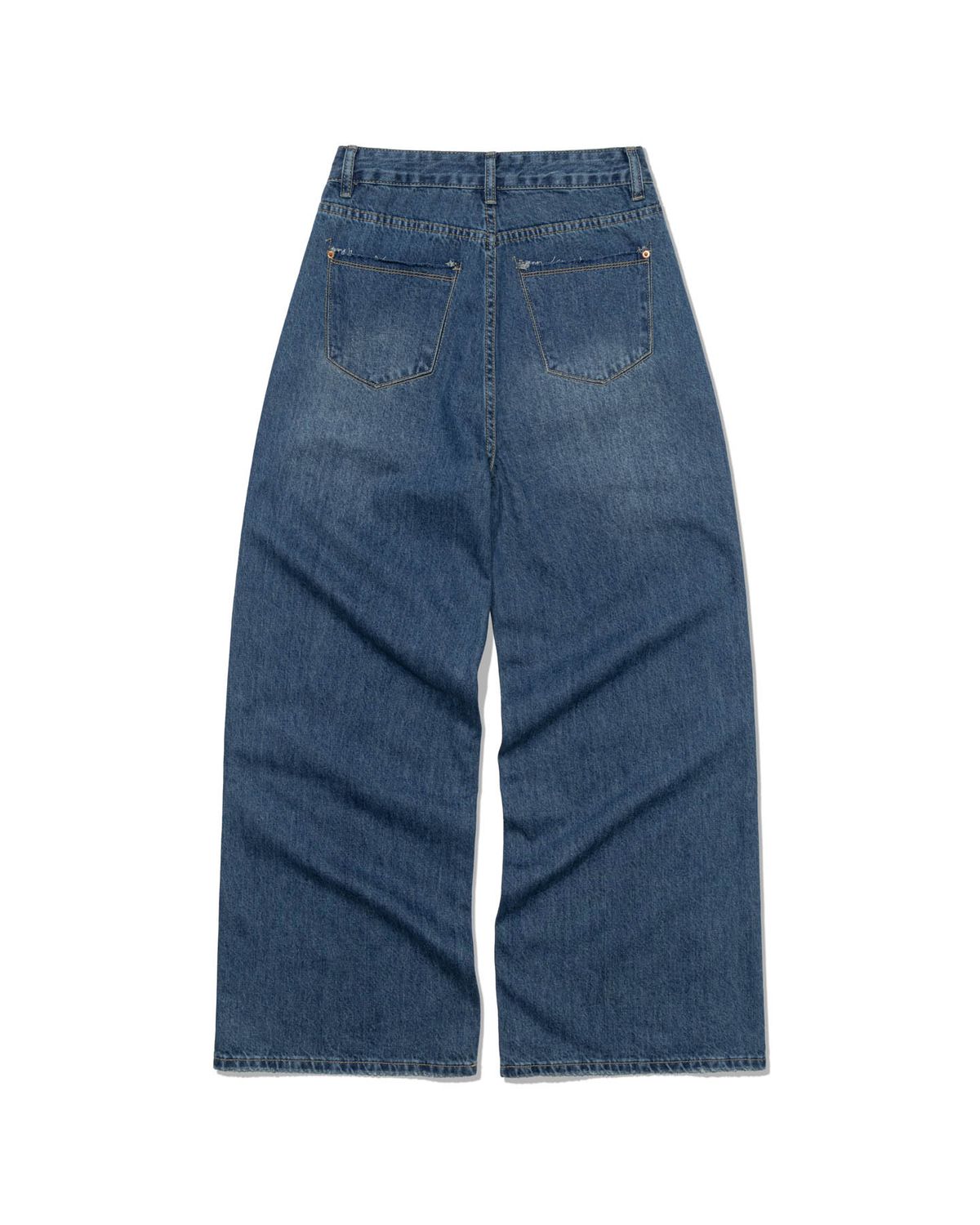 모아(MOAA) Fray pocket Wide JEANS (WASHED BLUE)