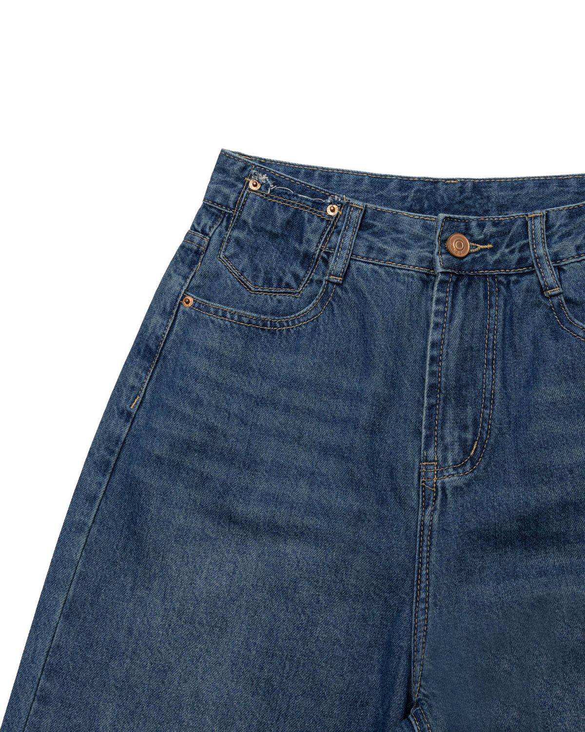 모아(MOAA) Fray pocket Wide JEANS (WASHED BLUE)