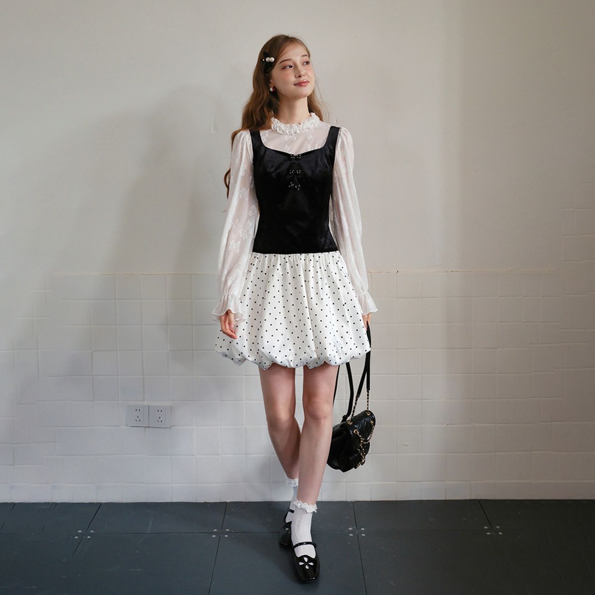 쎄무아듀(CEST MOIDEW) Cest_Polka dot sleeveless balloon dress
