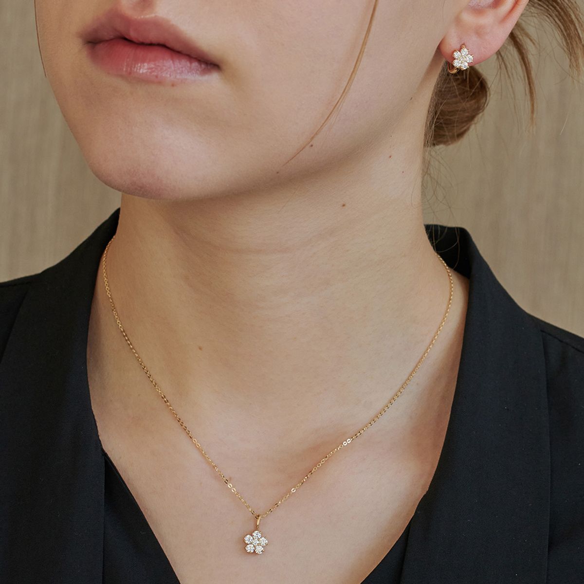 러비앤비(LOVEENB) [14K gold] 데이지 랩다이아몬드 귀걸이