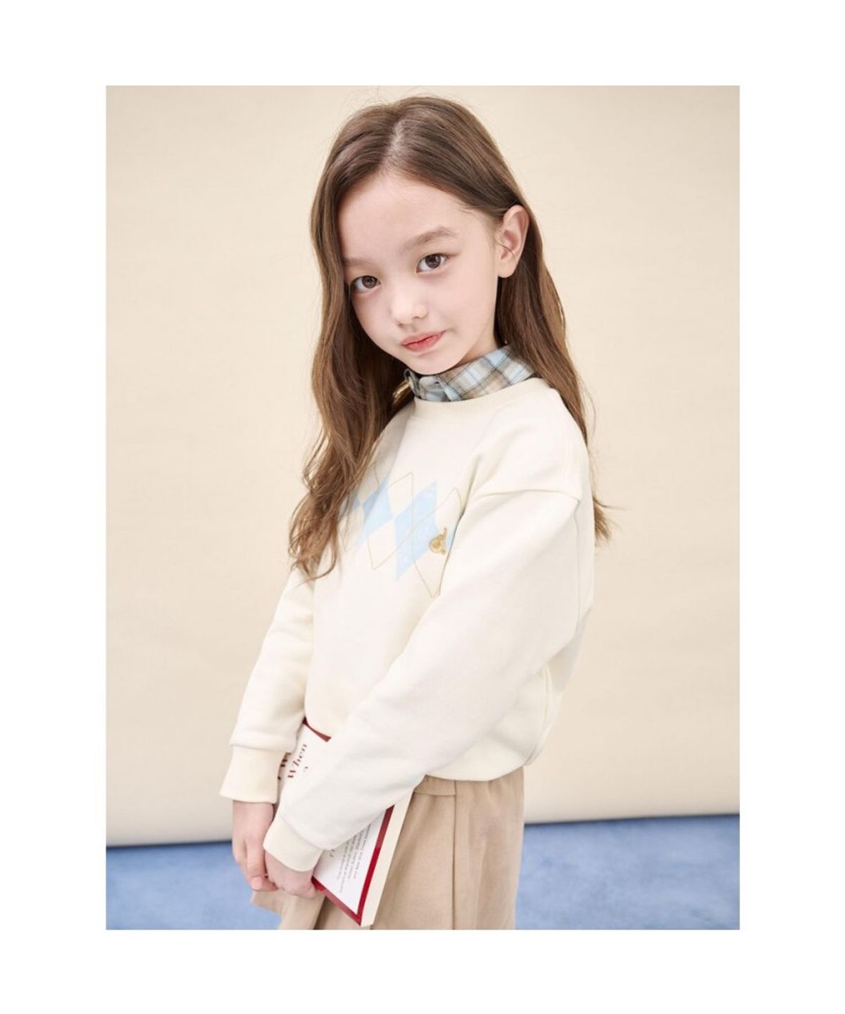 빈폴 키즈(BEANPOLE KIDS) 아가일 그래픽 스웨트 셔츠  아이보리 (BI5941U020) (BI5941U020)