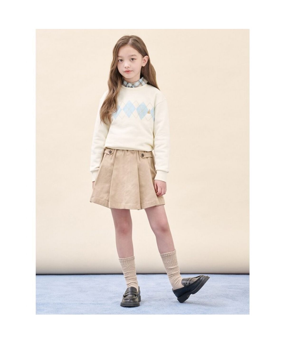 빈폴 키즈(BEANPOLE KIDS) 아가일 그래픽 스웨트 셔츠  아이보리 (BI5941U020) (BI5941U020)