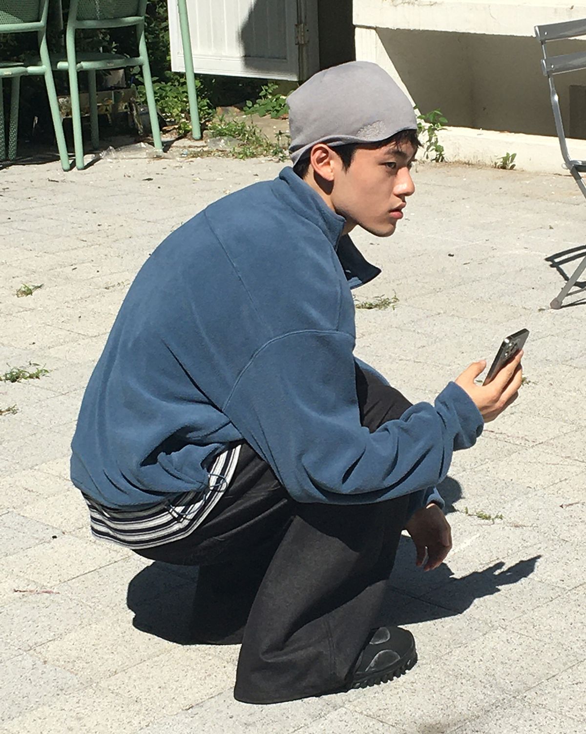 인템포무드(INTEMPOMOOD) 폴라 플리스 하프 집업_포그블루
