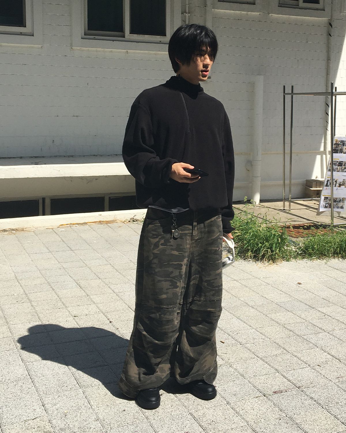 인템포무드(INTEMPOMOOD) 폴라 플리스 하프 집업_블랙