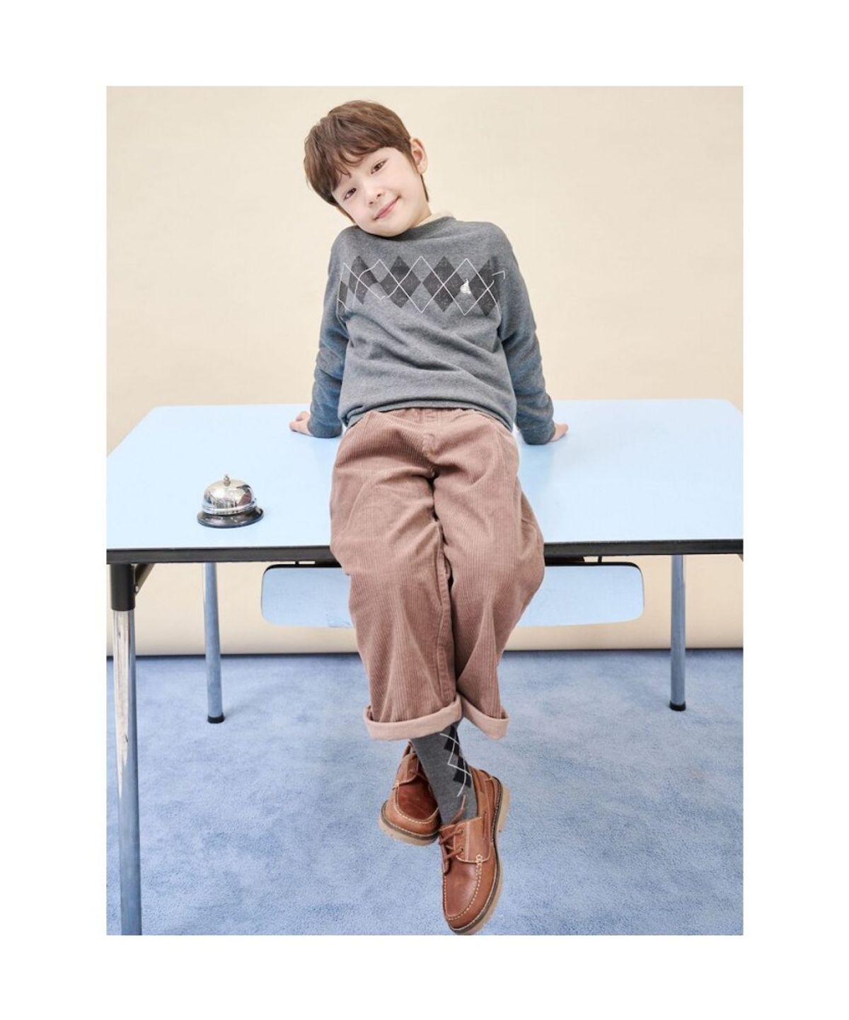 빈폴 키즈(BEANPOLE KIDS) 아가일 그래픽 스웨트 셔츠  애쉬 (BI5941U024)